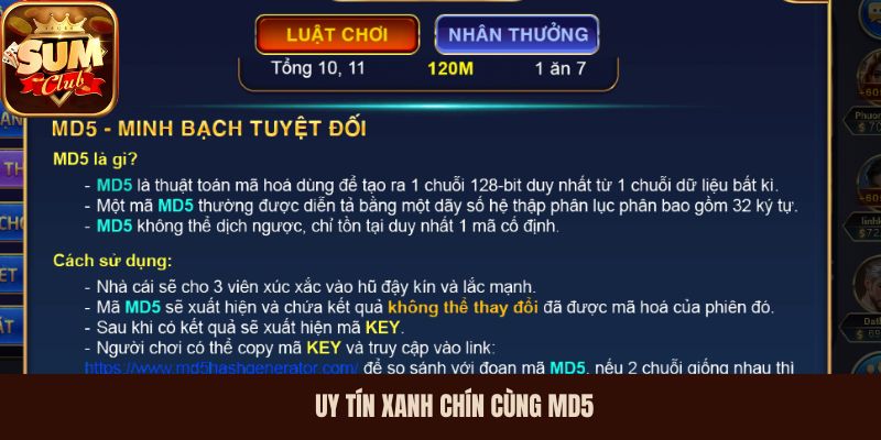 Uy tín xanh chín cùng MD5